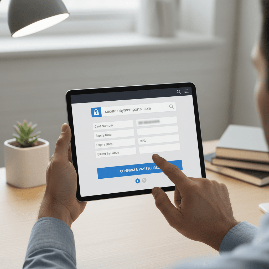 Secure payment entry on tablet device